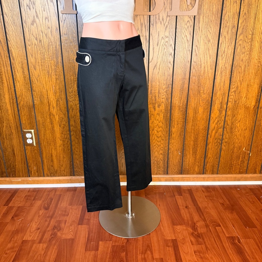 Semi Sweet Cropped Trousers Wmns 5/6 Black Low Rise Office Siren Y2K Twee Preppy
